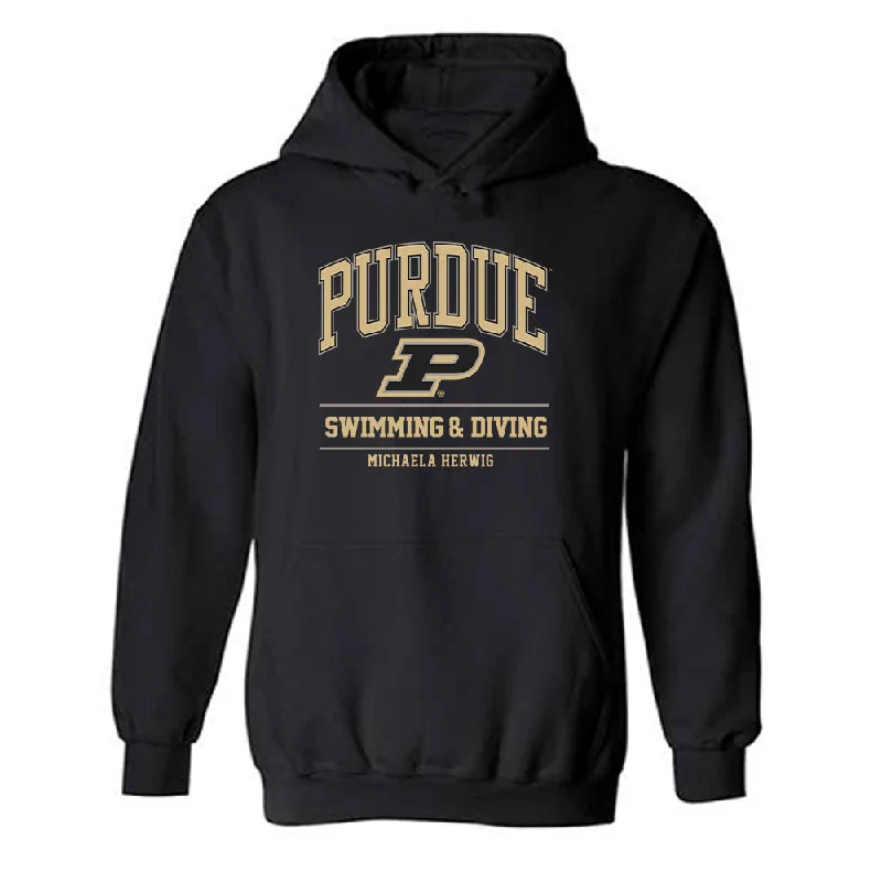 Purdue - NCAA Women's Swimming & Diving : Michaela Herwig - Classic Fashion Shersey Hooded Sweatshirt Hoodie with Zipper Versatile Modern