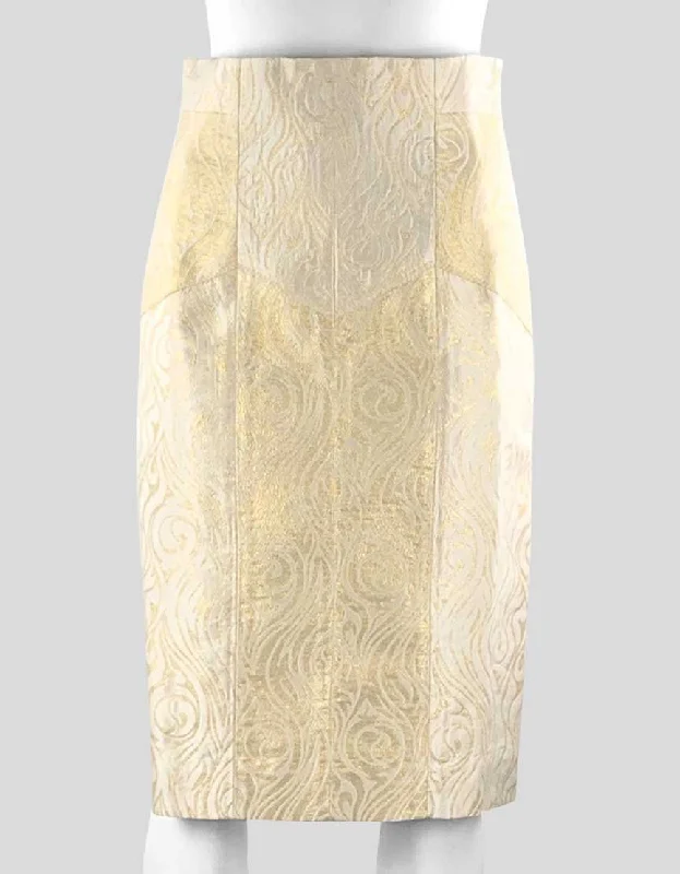 Nicole Miller Women's Gold Jacquard Evening Skirt With Side Paneling 4 US linen skirt natural Nicole Miller Women's Gold Jacquard Evening Skirt With Side Paneling 4 US linen skirt natural