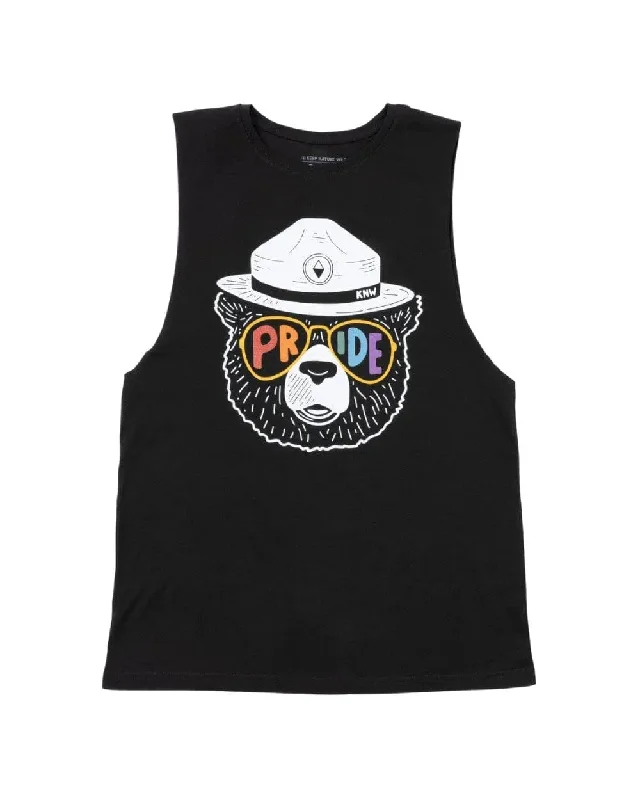 Pride Bear Unisex Muscle Tank | Coal solid color tank