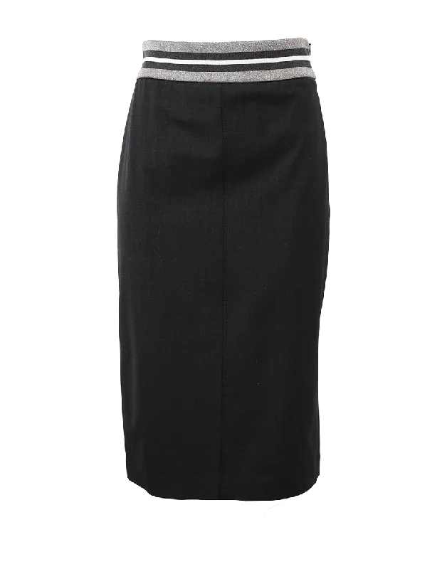 Lurex Striped Pencil Skirt velvet skirt glossy