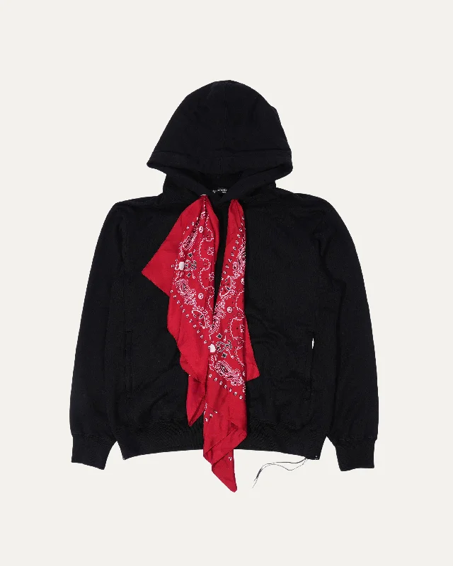 Boxy Silk Bandana Hoodie Hoodie with Raw Hem Edgy Unfinished