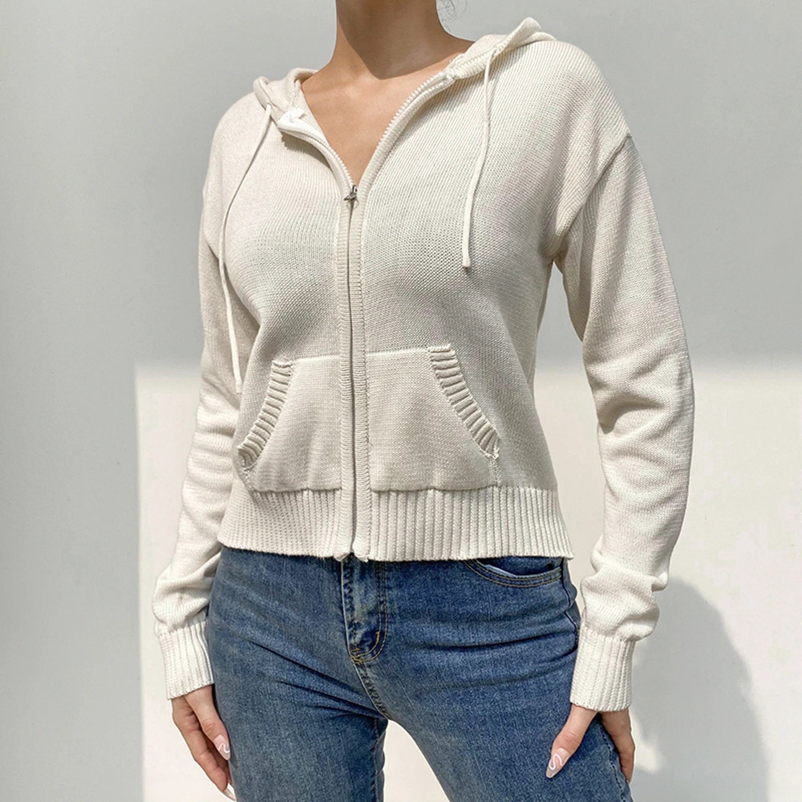 Women’s Full Zip Knit Hoodies Casual Sweaters Solid Color Long Sleeve Drawstring Sweatshirts Cardigan Zip-up Y2K Clothing Lace Blend Ribbed Blend Corduroy Blend Women’s Full Zip Knit Hoodies Casual Sweaters Solid Color Long Sleeve Drawstring Sweatshirts Cardigan Zip-up Y2K Clothing Lace Blend Ribbed Blend Corduroy Blend