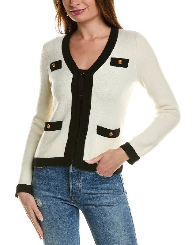 Sofiacashmere Contrast Trim Wool & Cashmere-Blend Cardigan Beaded Cardigan Sequined Faux Fur Sofiacashmere Contrast Trim Wool & Cashmere-Blend Cardigan Beaded Cardigan Sequined Faux Fur