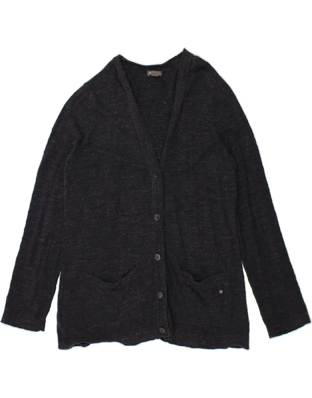 EDDIE BAUER Womens Cardigan Sweater UK 18 XL Navy Blue Cotton Velvet Chenille Corduroy