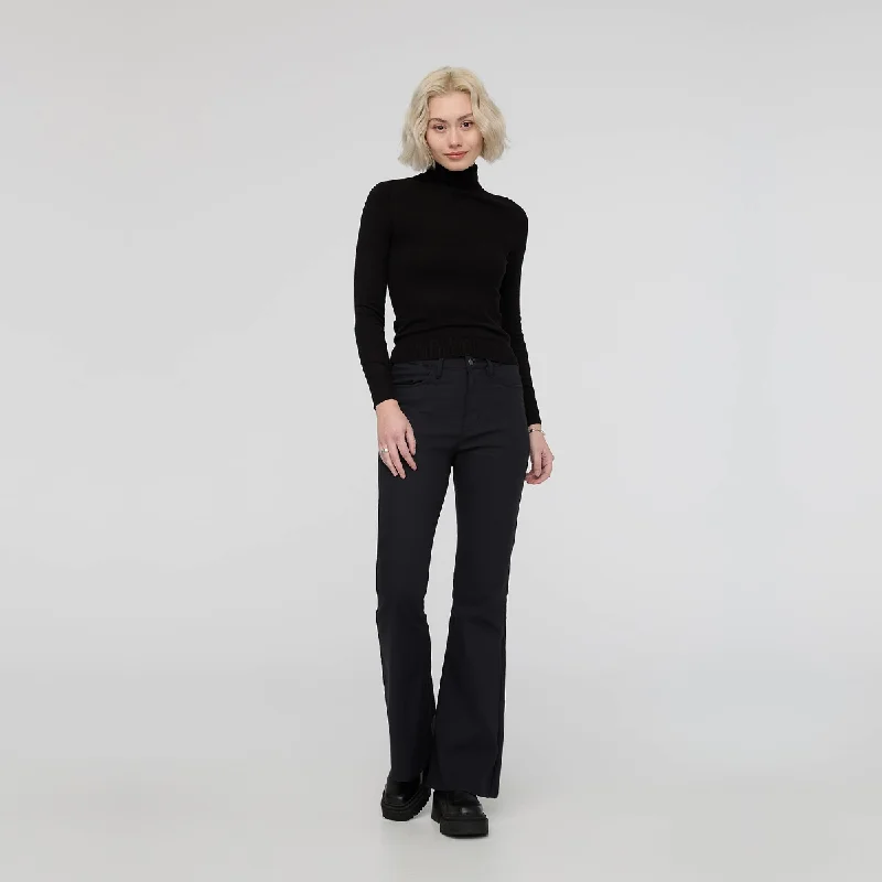 Duer (Sample) - Women's NuStretch Flare Trouser - Black Trousers trendy modern