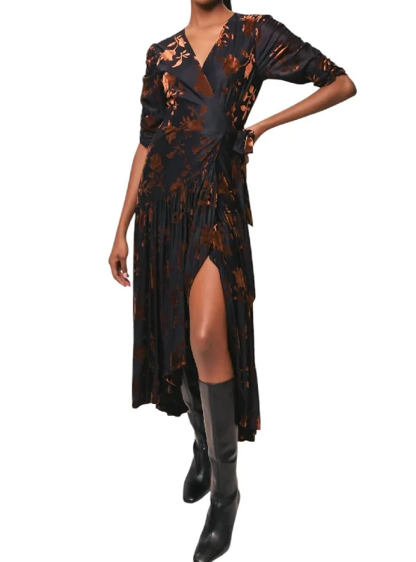 Violetta Dress In Black Silhouette Roses