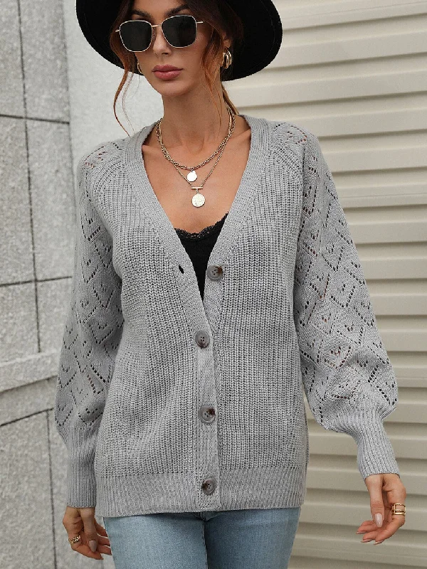 FASHION SINGLE-BREASTED KNITTED CARDIGAN LOOSE SWEATER Print Jacquard Patchwork