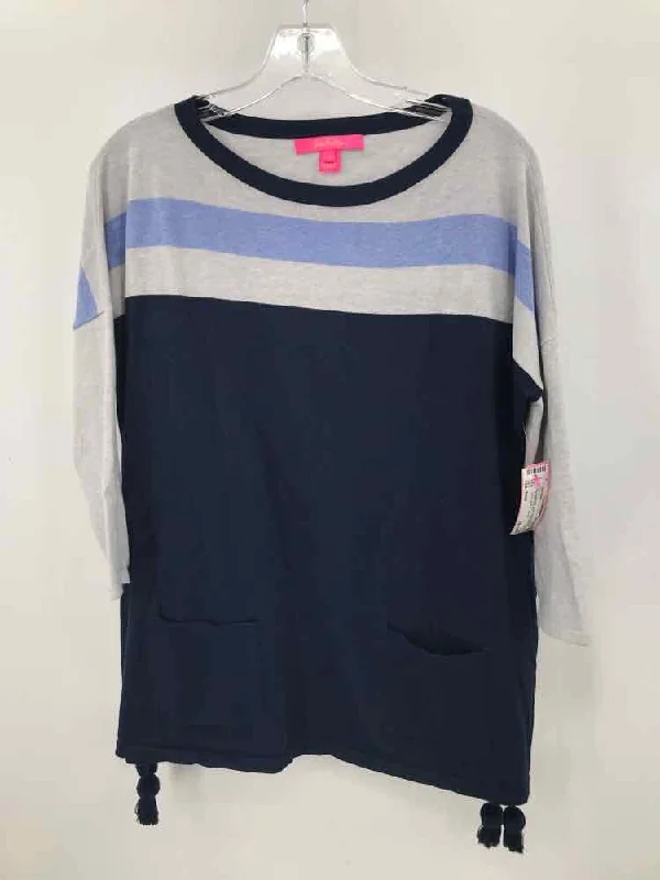 Pre-Owned Lilly Pulitzer Navy Size Small Sweater Denim Fabric Leather Fabric Suede Fabric Pre-Owned Lilly Pulitzer Navy Size Small Sweater Denim Fabric Leather Fabric Suede Fabric