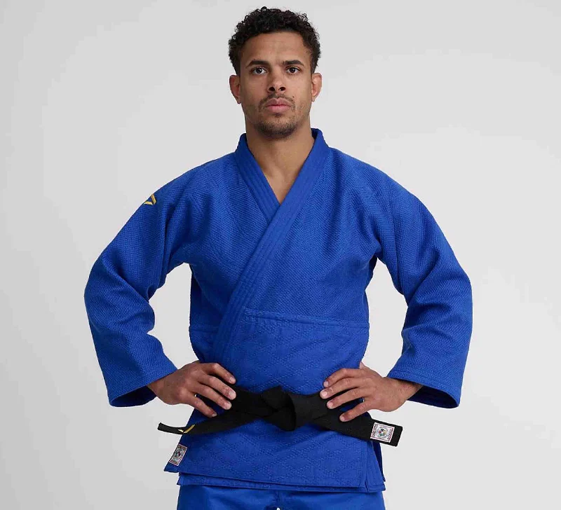 Ippon Gear IJF Judo Slim Fit Jacket Olympic 2 Blue Rayon Fabric Velvet Fabric Corduroy Fabric