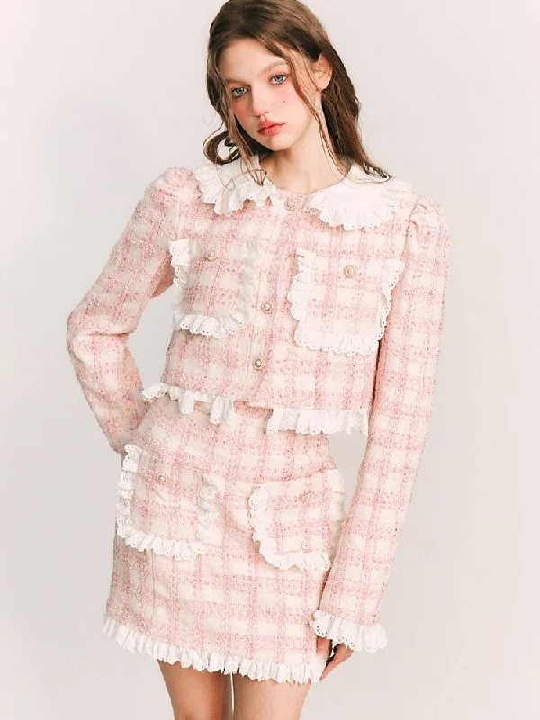 Chaebol Little Daughter Lace Jacket / Half Skirt【s0000000978】 Wool Fabric Cashmere Fabric Tweed Fabric