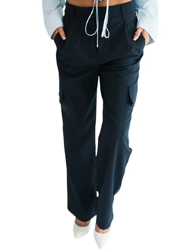 Carter Cargo Trousers In Navy Trousers Solid Black