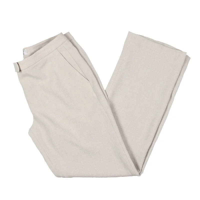 Kasper Womens Petites Mid Rise Office Trouser Pants Wide Leg Loose Fit Mid Waist