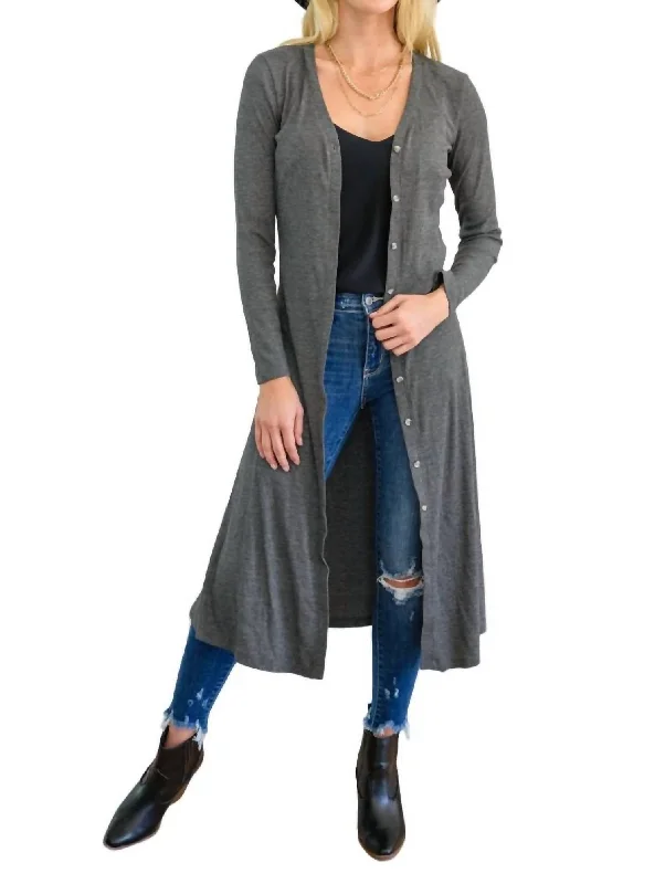 Lucky Break Cardigan In Charcoal Casual Formal Business