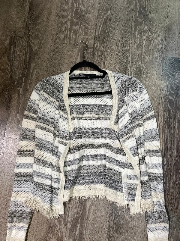 WHBM Open Cardigan Fringe Silk Sweater (Size Small) Glossy Satin Silk