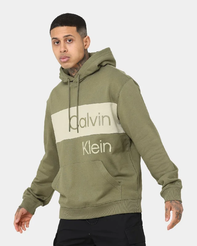 Calvin Klein Institutional Blocking Hoodie Burnt Olive Hoodie with Ribbed Neckline Snug Warm Calvin Klein Institutional Blocking Hoodie Burnt Olive Hoodie with Ribbed Neckline Snug Warm