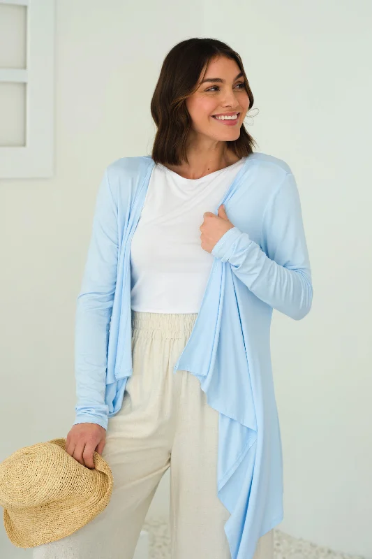 Waterfall Cardigan - Powder Blue Wool Fabric Cashmere Fabric Tweed Fabric