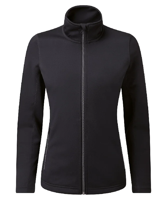 Black - Women's spun dyed sustainable zip-through sweatshirt Hoodie with Crew Neck Simple Timeless Black - Women's spun dyed sustainable zip-through sweatshirt Hoodie with Crew Neck Simple Timeless