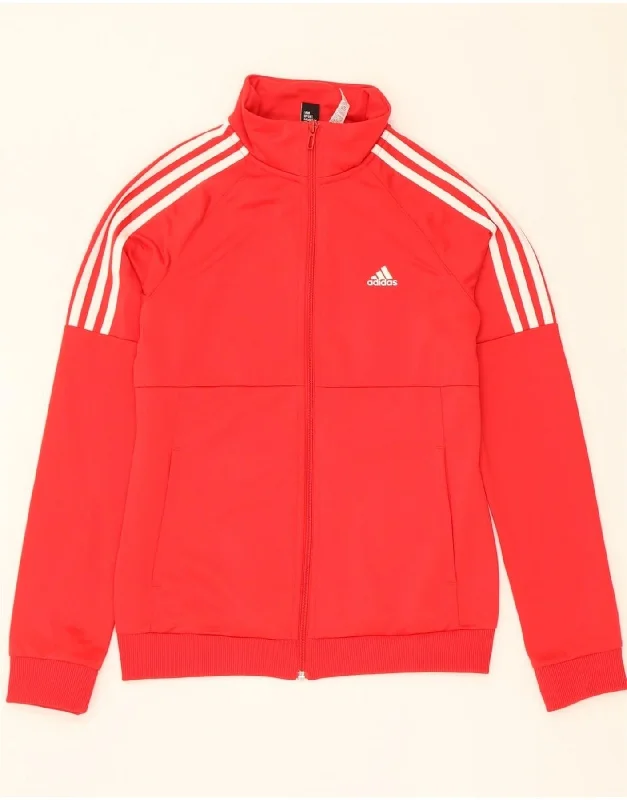 ADIDAS Womens Tracksuit Top Jacket UK 8/10 Small Red Polyester Print Jacket Jacquard Jacket Embroidered Jacket
