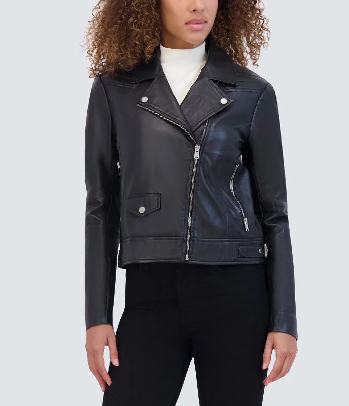 Nysa Leather Jacket Tiered Jacket Buttoned Jacket Zippered Jacket