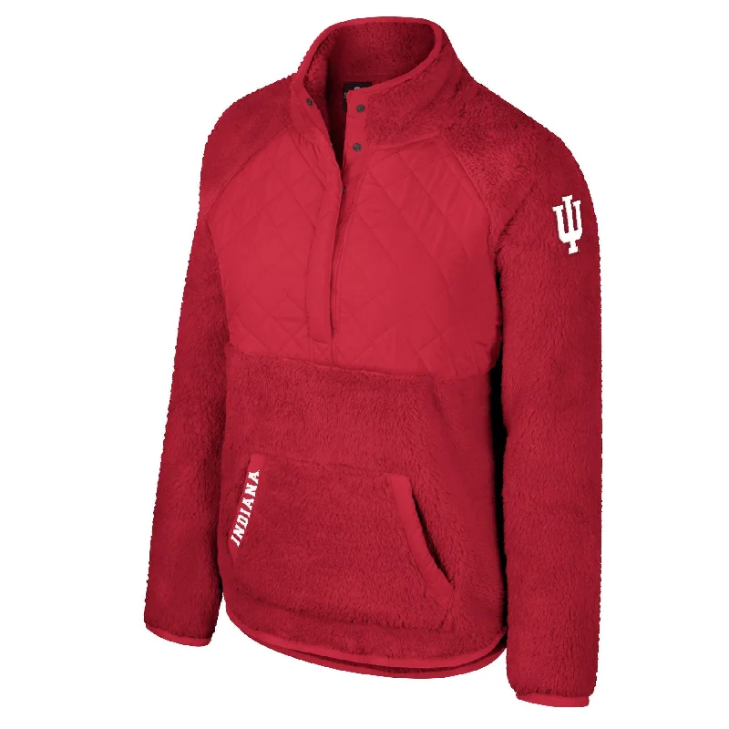 Indiana Hoosiers Women's Half-Snap Sherpa Jacket Zippered Jacket Buttoned Jacket Snapped Jacket