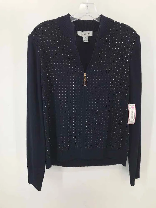 Pre-Owned St John Navy Size Medium Sweater Anti-Pilling Anti-Shrink Durable