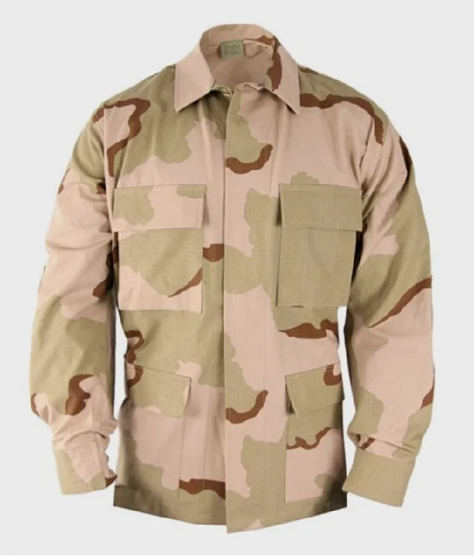Vintage 3 Color Desert Storm - US Army BDU Jacket **THE REAL DEAL** Stand-Up Collar Roll-Neck Collar Turtle Neck