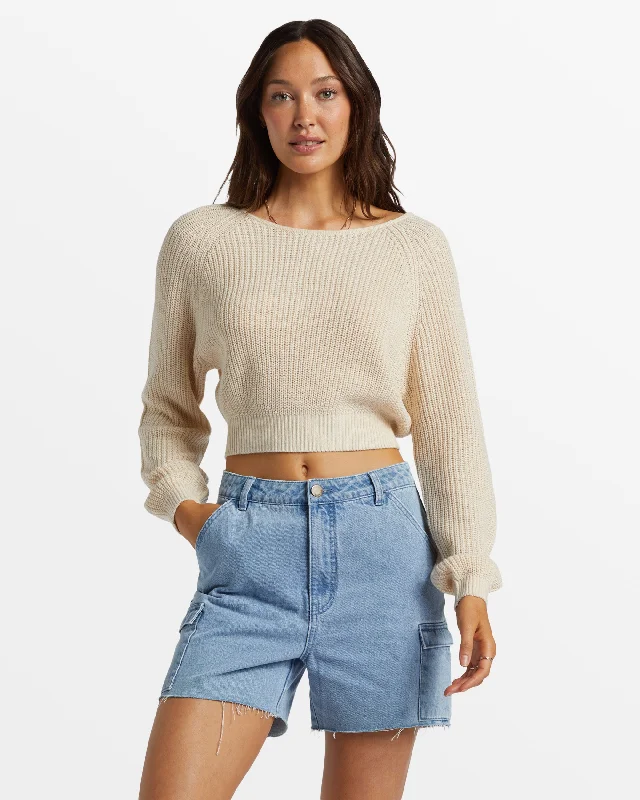 Sun Soaked V-Neck Sweater - Whitecap Embroidered Appliqued Beaded