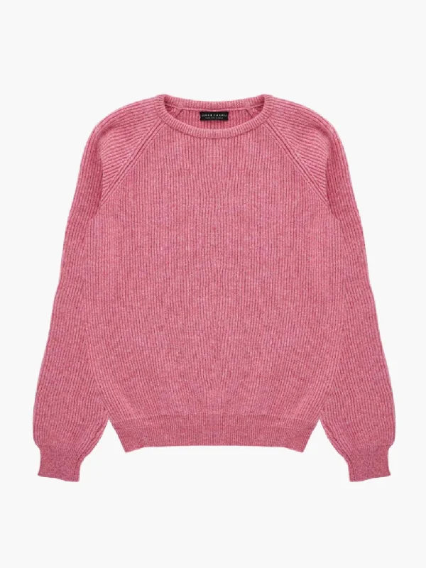 Pink Rib Knit Jumper Front Pockets Side Pockets Patch Pockets