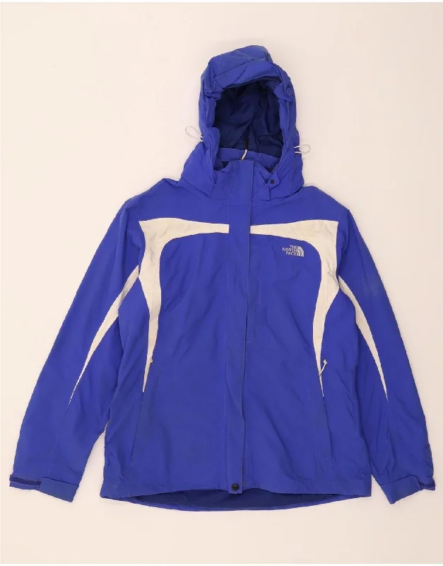 THE NORTH FACE Womens Windbreaker Jacket UK 16 Large Blue Colourblock Boat Neck Shawl Collar Notched Collar