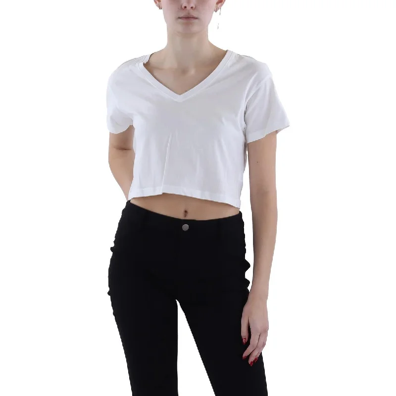 Womens Cropped Lightweight Pullover Top Polo Neck Sweater