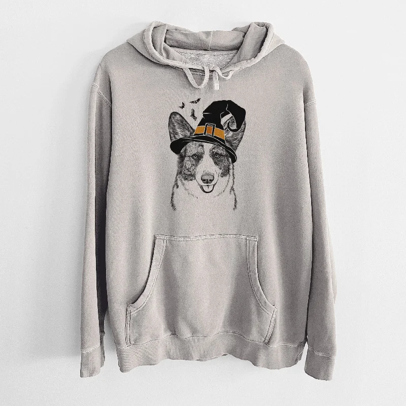 Witch Gabby the Cardigan Welsh Corgi - Unisex Pigment Dyed Hoodie Stylish Fashionable Trendy Witch Gabby the Cardigan Welsh Corgi - Unisex Pigment Dyed Hoodie Stylish Fashionable Trendy