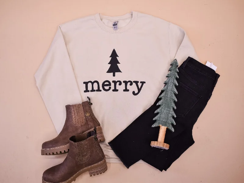 Basic Merry Tree Pullover Button Front Sweater