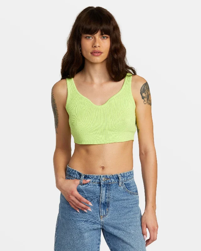 Roundabout Sweater Tank V-Neck Sweater - Neon Green Thin Thick Dense