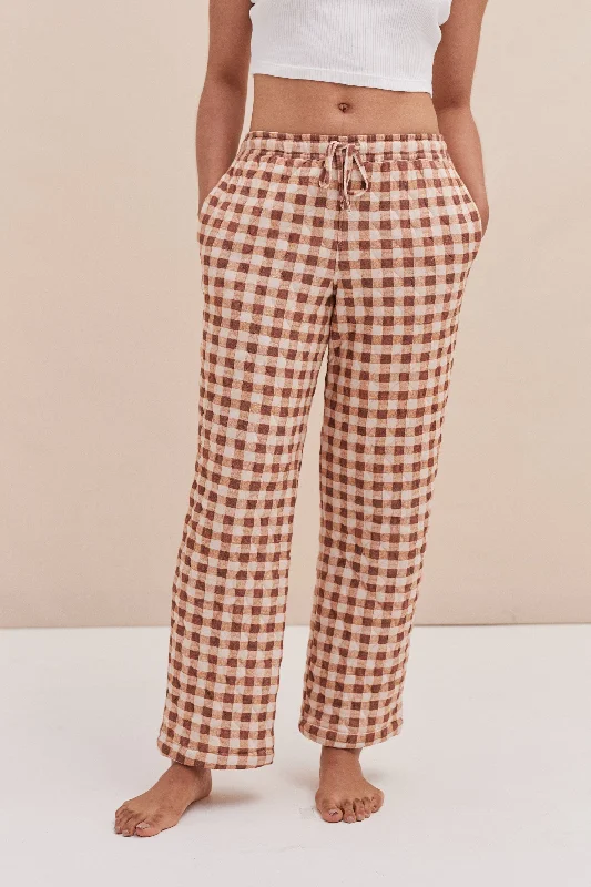 Quilted Trouser in Alpen Flora Print Cream and Brown Trousers Bestseller Popular