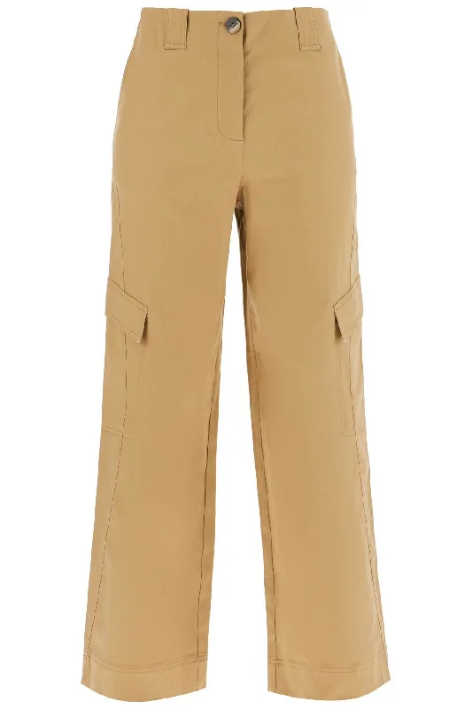 Ganni Women's Checked Canvas Trousers For Men Trousers Low Rise Relaxed