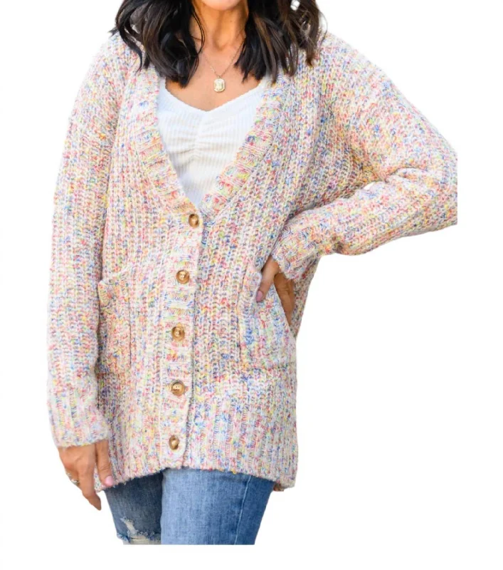 True Feelings Thread Cardigan In Beige Sequined Glittery Shiny