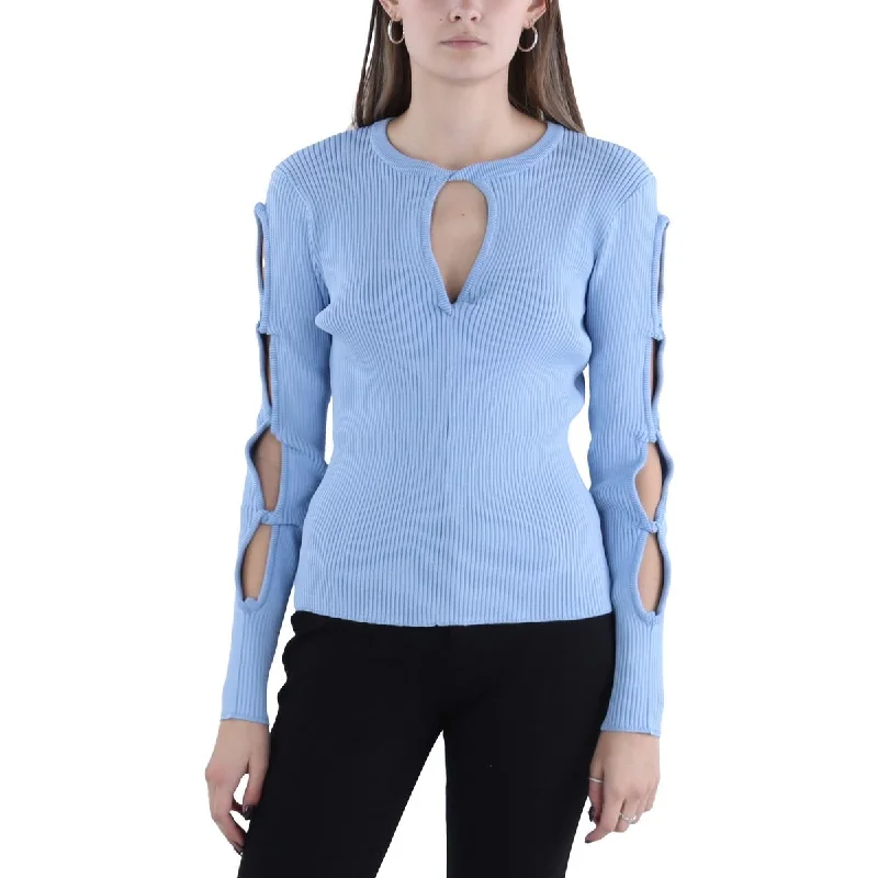 Womens Ribbed Cut-out Pullover Sweater Open Front Cardigan