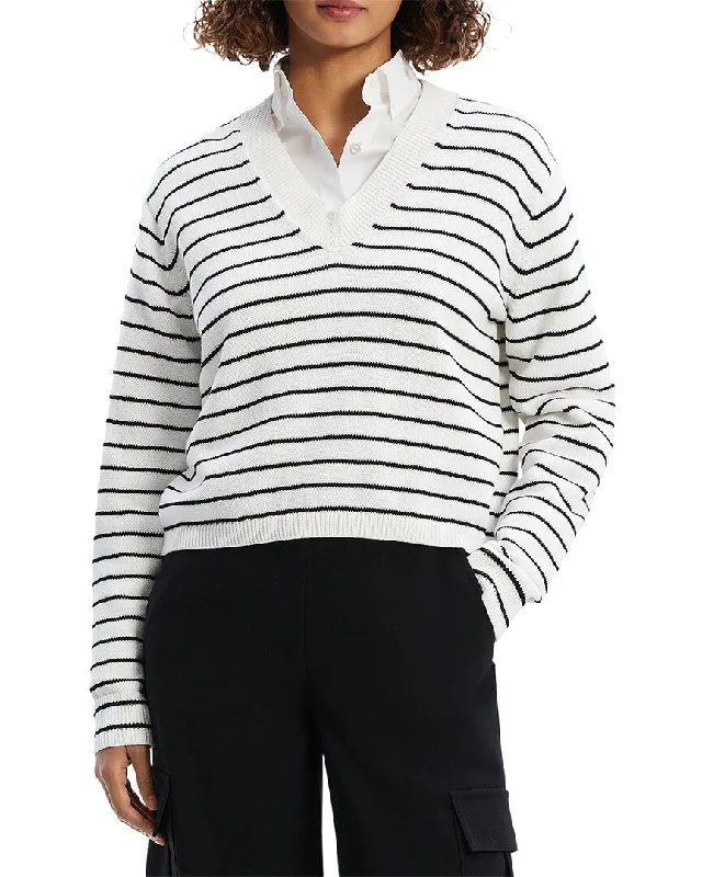 Theory Cropped Pullover Bardot Neck Top