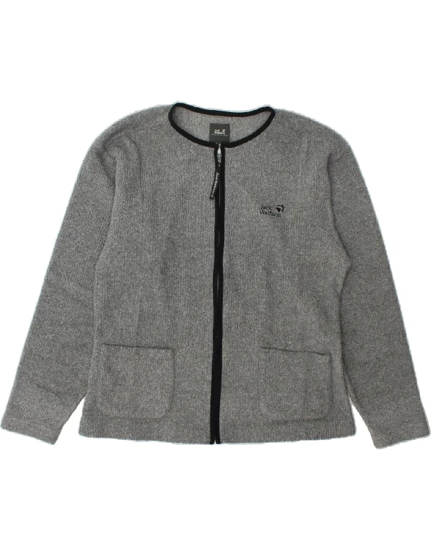 JACK WOLFSKIN Womens Cardigan Sweater UK 18 XL Grey Zippered Front Buttoned Front Snap Front