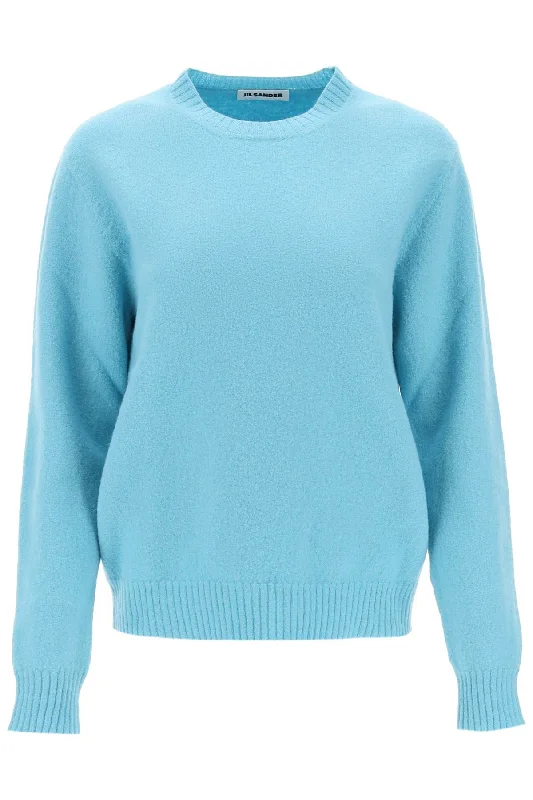 Crew-neck Sweater In Wool  - Light Blue Sequined Glittery Shiny