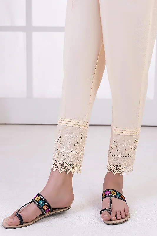 Lakhany 01 Piece Embroidered Trousers - LSM-T-3103 (BG) Chinos Cotton Straight Leg