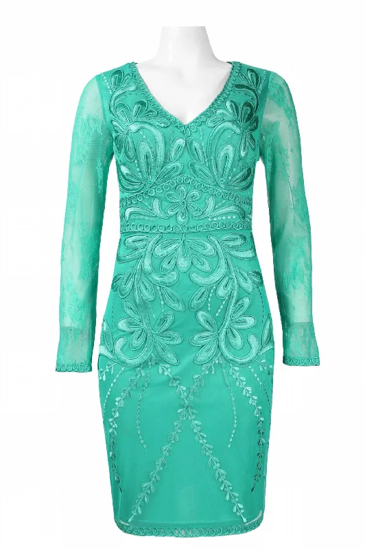 Floral Embroidered Dress In Aqua