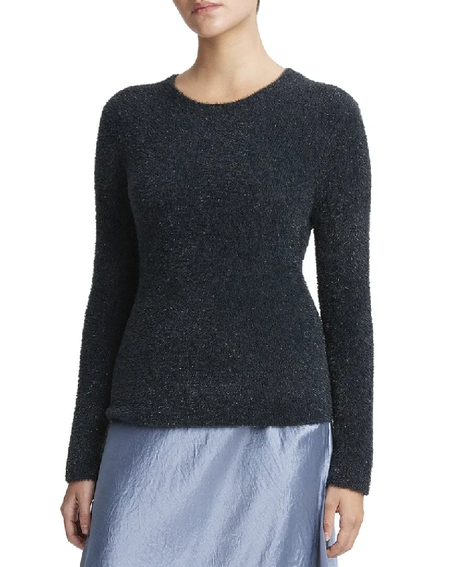 Vince Lurex Soft Eyelash Pullover Mock Neck Pullover