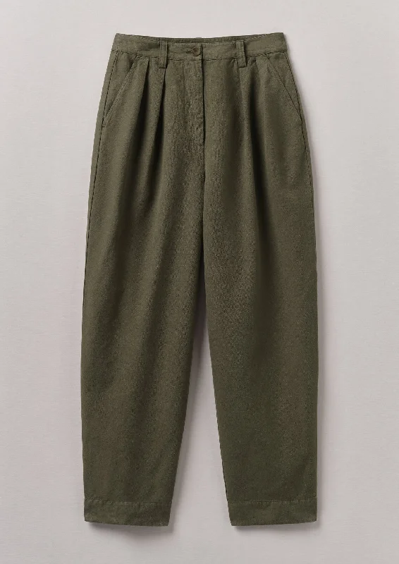 Cotton Linen Herringbone Trousers | Sap Green Trousers Prom Sequined