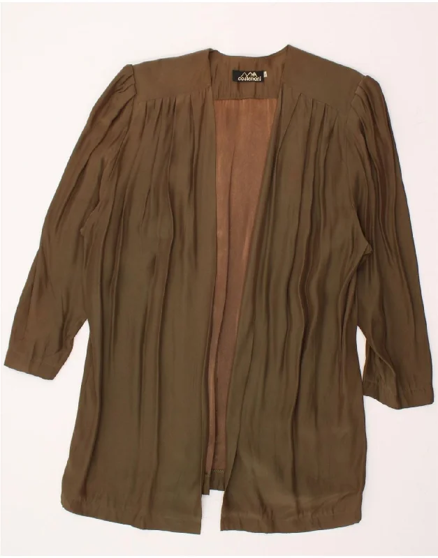 VINTAGE Womens Longline Blazer Jacket US 6 Medium Brown Viscose Denim Jacket Leather Jacket Suede Jacket