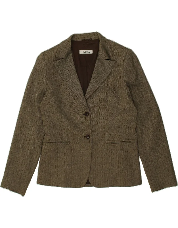 MARELLA Womens 2 Button Blazer Jacket UK 14 Medium  Green Herringbone Satin Jacket Silk Jacket Chiffon Jacket