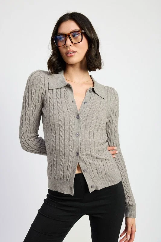 Emory Park Cable Knit Cardigan Top Modern Contemporary chic