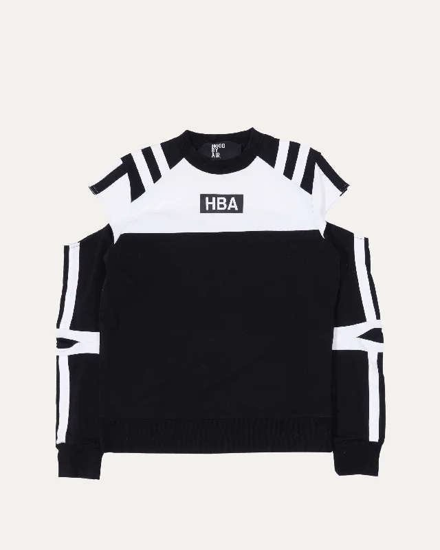 Shoulder Cut Sweatshirt Hoodie with Button Placket Classic Preppy