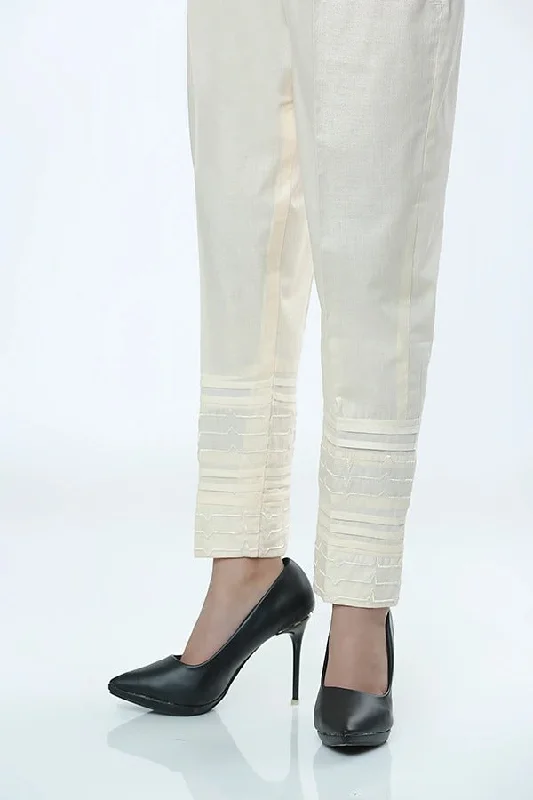 LSM Embroidered Stitched Trousers LSM-1617-Cream Trousers Ceremony Elegant