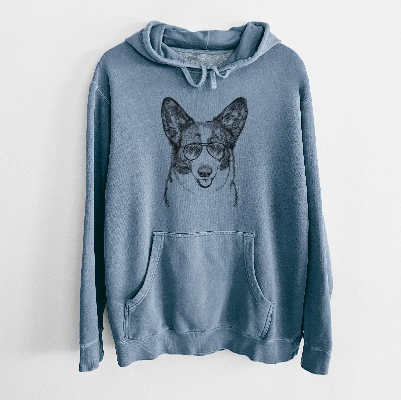 Aviator Gabby the Cardigan Welsh Corgi - Unisex Pigment Dyed Hoodie Oversized Loose Flowy